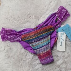 NWT‎ Beach Bunny Dream Weaver Reversible Lace Skimpy Bikini Bottoms XL